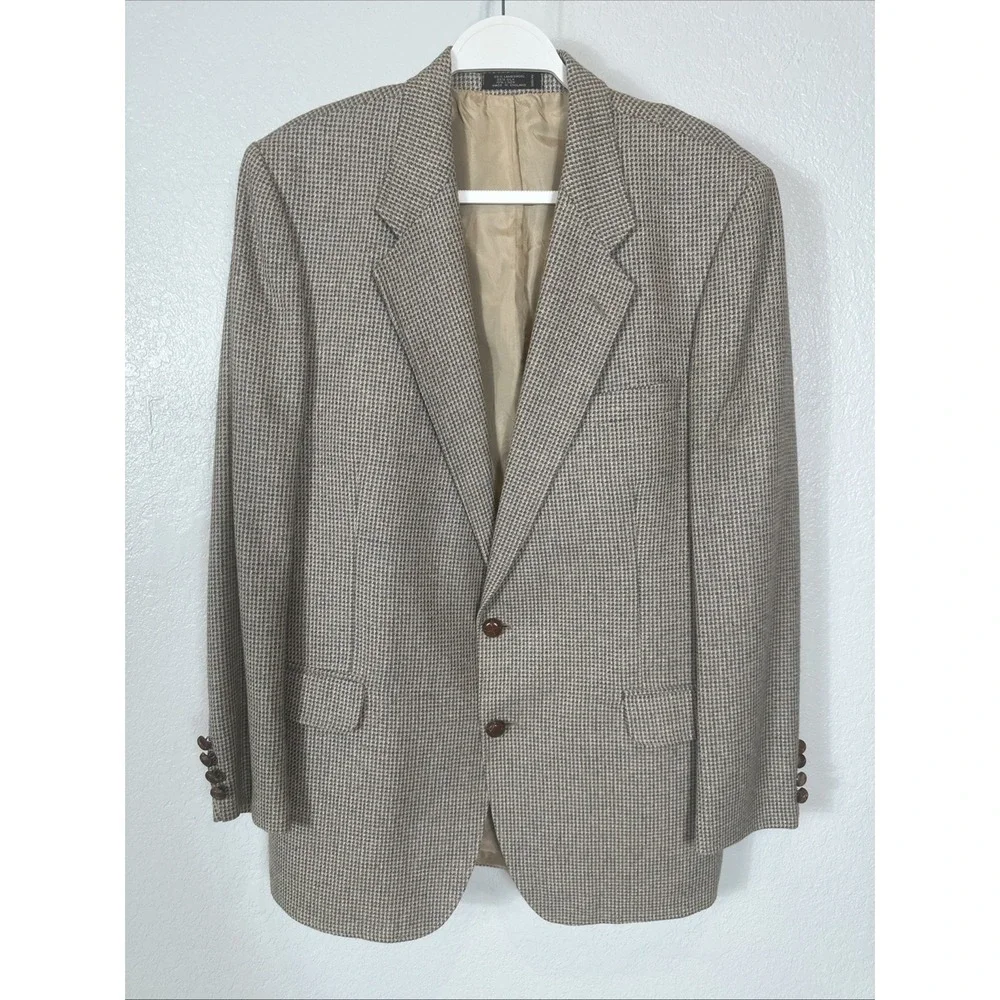Stafford Executive Mens 42R Gray Taupe Tweed Wool Linen Silk Classic Sport Coat
